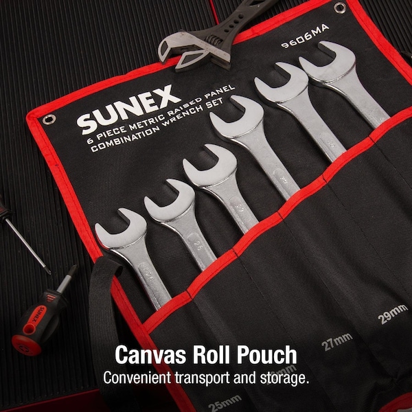 Sunex 6 Pc. Metric Raised Panel Combination Wrench Set 9606MA - main