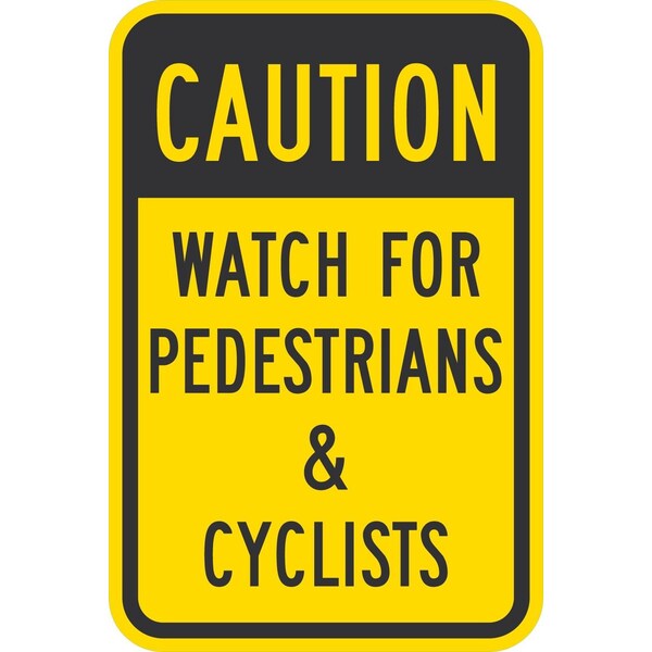 Lyle Caution Watch For Pedestrians & Cyclists, 12x18, High Intensity Prismatic, Yellow G-3917-HI_12x18 - main