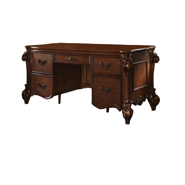 Homeroots 74" Brown Executive Desk With Five Drawers 348663 - main