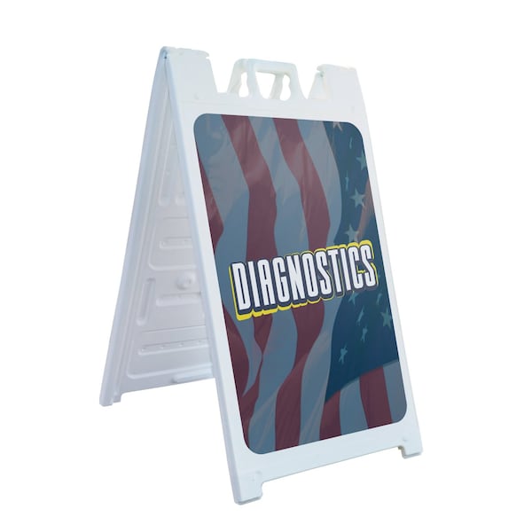 Signmission Diagnostics, A-Frame & 2 Decals Installed, Heavy-Duty Plastic Frame SBHD-D-2436-30369 - main