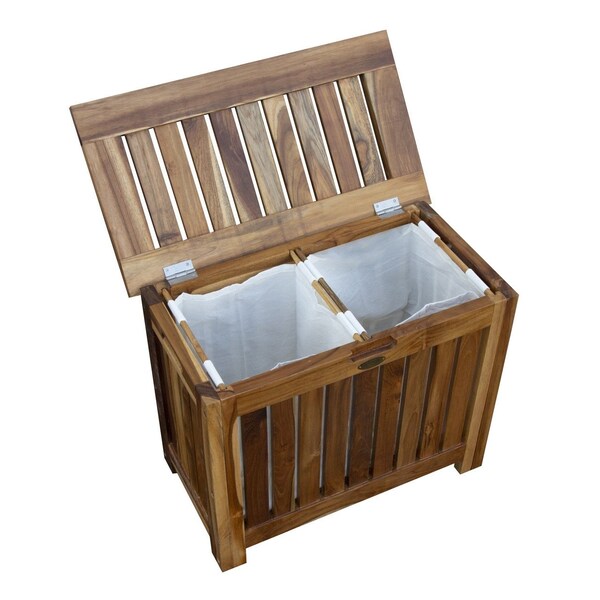 Homeroots 23" Brown Solid Wood Laundry Hamper With Lid 383591 - main