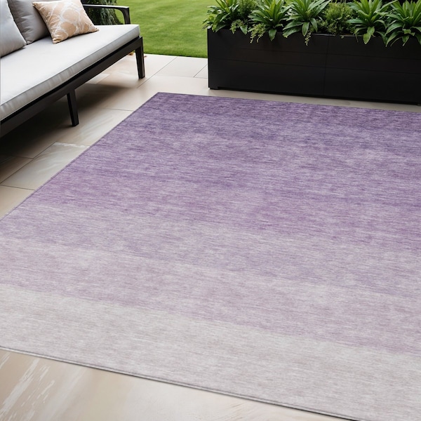 Homeroots 5' X 8' Purple And Lavender Ombre Washable Indoor Outdoor Area Rug 595830 - main
