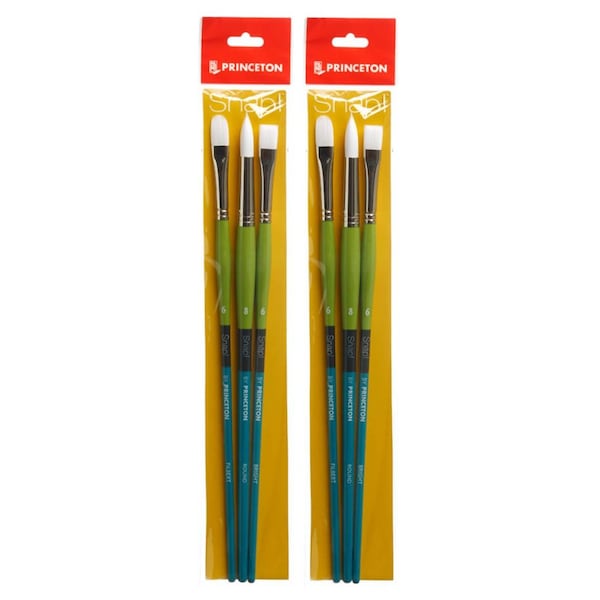 Princeton Snap! Brush Set No. 5, Synthetic Bristles, Long Handle Acrylic & Oil Paintbrush, 3-Piece Set, 2PK P9800SET5 - main