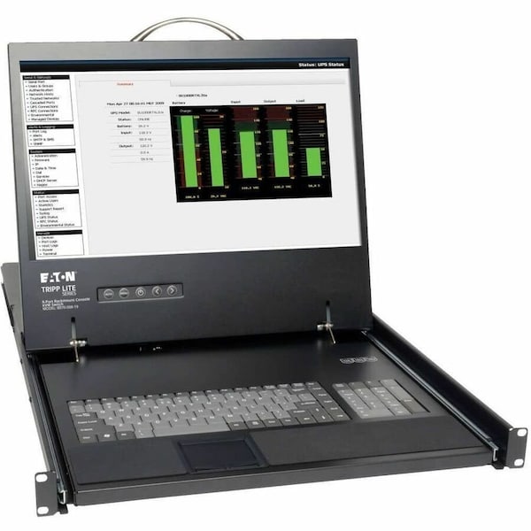 Tripp Lite 8-PORT RACK CONSOLE CAT5 KVM SWITCH 1U RM 19INCH LCD RACKMOUNT B070-008-19 - main