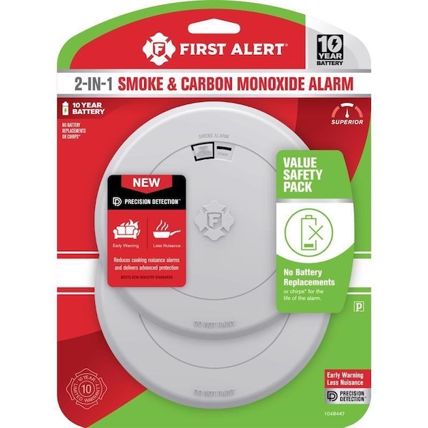 First Alert Battery-Powered Electrochemical/Photoelectric Smoke and Carbon Monoxide Detector, 2PK 1048447 - main