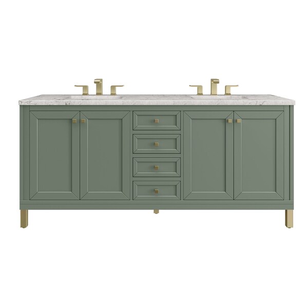 James Martin Vanities Chicago 72 in. Double Vanity, Smokey Celadon, w/ 3 CM Eternal Jasmine Pearl Silestone Top 503-V72-SC-3EJP - main