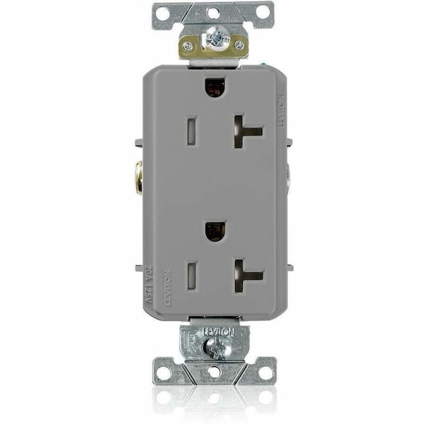 Leviton Commercial Grade Decora Receptacle, 20 Amp, 125 Volt TDR20-GY - main