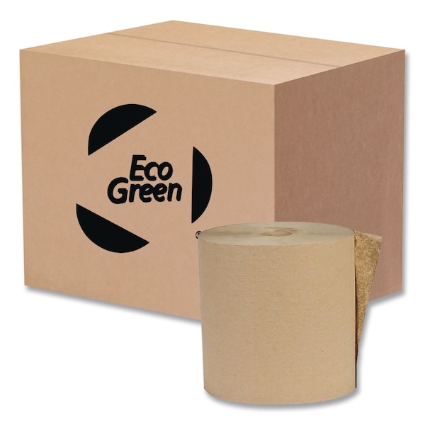Eco Green Hardwound Paper Towels, 1 Ply, Continuous Roll Sheets, 700 ft, Kraft, 12 PK EK7016 - main