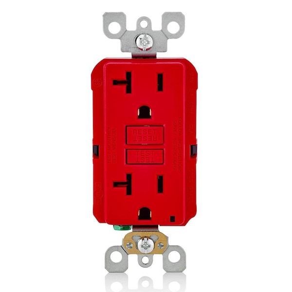 Leviton 20 Amp, Self Test, Non Tamper-Resistant Slim GFCI Outlet with LED Indicator Light GFNT2-R - main