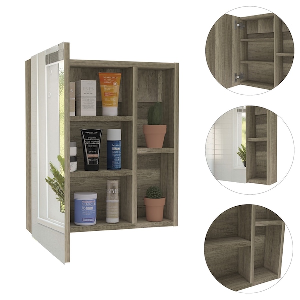 Homeroots 18" Wood Brown Laminate Accent Cabinet With Three Shelves 477662 - main