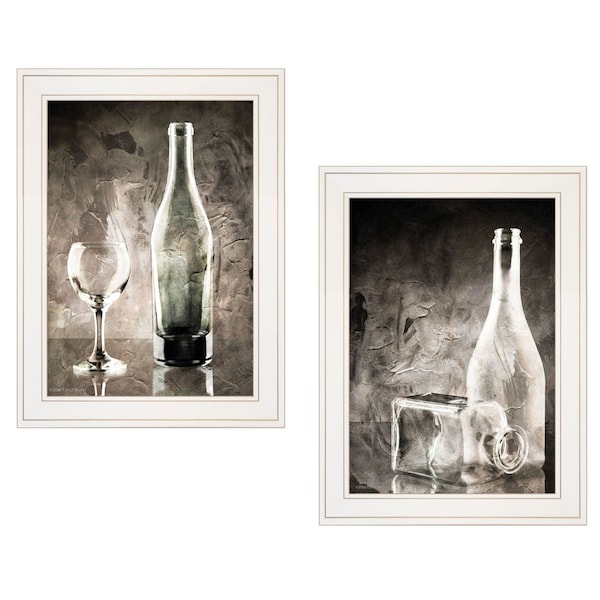 Homeroots Set Of Two Moody Gray Glassware Still Life 1 White Framed Print Kitchen Wall Art, 2PK 406130 - main