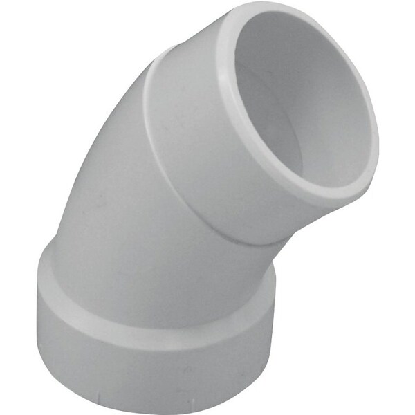 Genova CANPLAS Sanitary Street Pipe Elbow, 2 in, Spigot x Hub, 45 deg Angle, PVC, White 192402 - main
