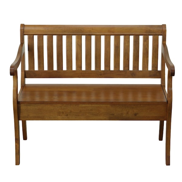 Homeroots 42in Dark Brown Solid Wood Storage Bench With Flip Top 733250 - main