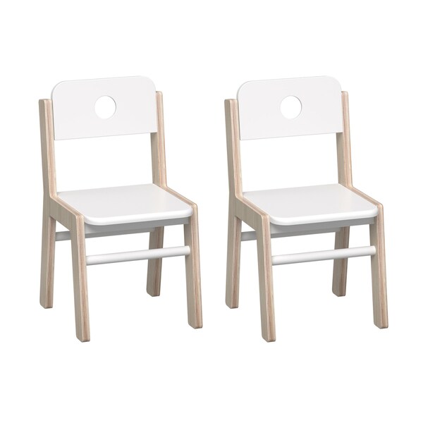 Beleduc By Playwell Square Table 24x24 White Top, Oak Legs 52cm/20.5inH + 2 Large Illiana Chairs 13.4in Seat 846075162 - main