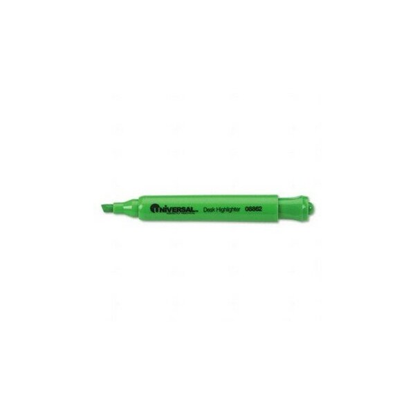 Universal Products Desk Highlighter, Chisel Tip, Pocket Clip, Fluorescent Green, dozen 8862 - main