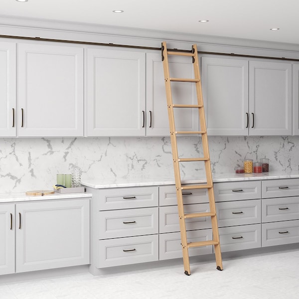 Quiet Glide 8.06 ft. Red Oak No Wheel Bronze Hook Removable Ladder, 12 ft. Rail QG.330-8RO-12-H.07 - main