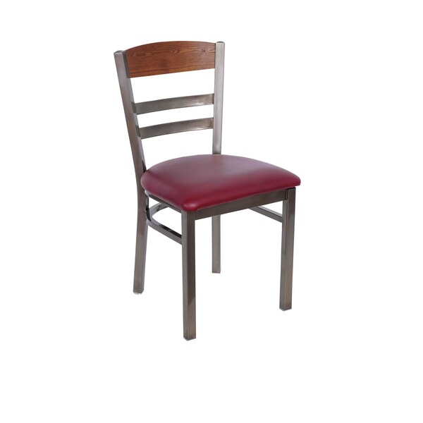Bfm Seating Barrick Steel Wood Back Chair - Quick Ship Black Vinyl Seat, Autumn Ash Back - Clear Coat Finish 2165CVNS007-AACL - main