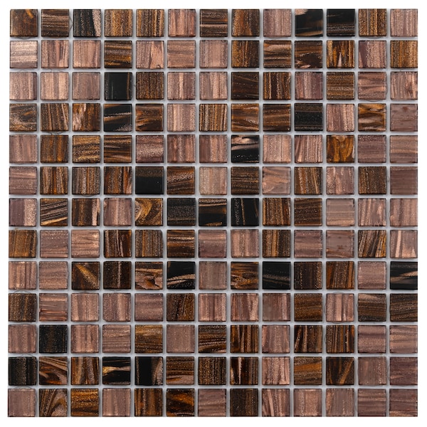 Apollo Tile Mingles 12 in. x 12 in. Glossy Brown and Yellow Glass Mosaic Wall and Floor Tile 20 sqft/case, 20PK MIX2088BR617A - main