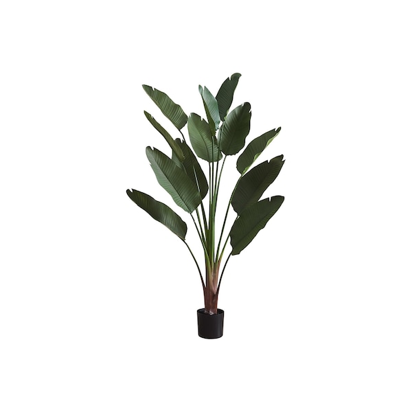 Monarch Specialties Artificial Plant, 83'' Tall, Indoor, Decorative, Palm Tree, Real Touch, Green Leaves, Black Pot I 9591 - main