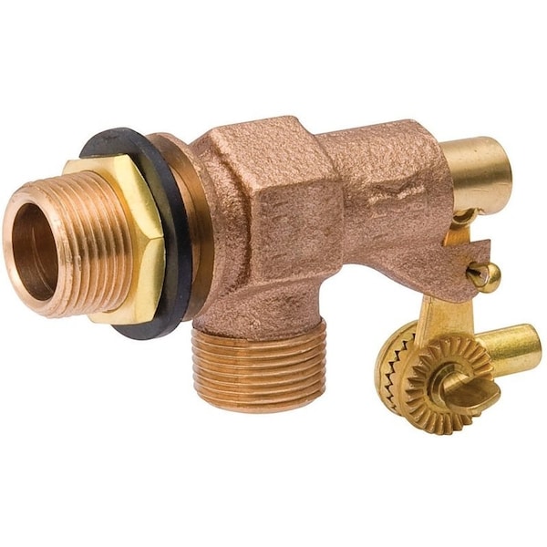 Homewerks B & K 109-814 Tank Float Valve, 3/4 in, Male x Male, 20 TPI Rod, 1/4 in L Rod, Bronze Body 109814 - main