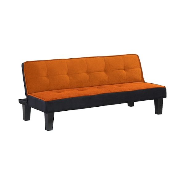 Homeroots 66" Orange Fabric Sofa With Black Legs 285668 - main
