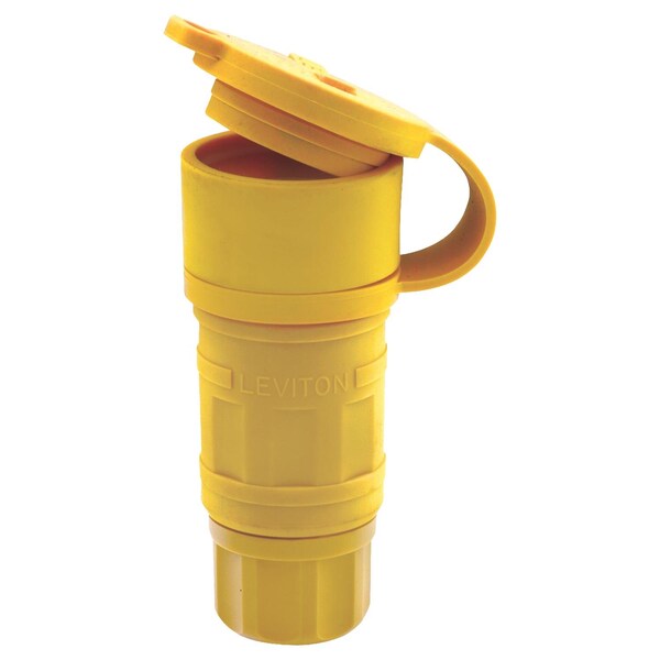 Leviton Watertight Straight Blade Connector, 5-15R, 15 A, 125V AC, 2 Pole, 3 Wire, Screw Terminals, Yellow 15W47-000 - main