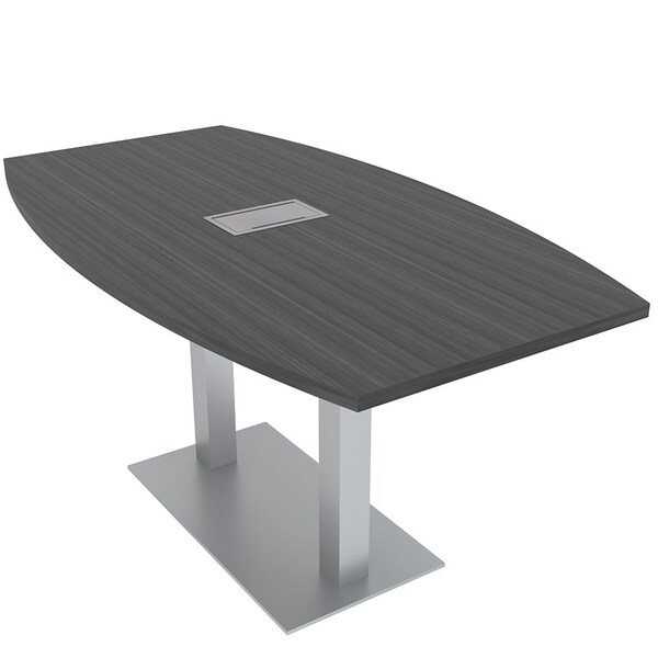 Skutchi Designs Boat Conference Table With Power Unit, 36 in W, 72 in L, Grey HAR-BOT-36x72-DOU-WA7949-ESIL - main