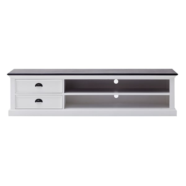 Homeroots 71in Classic White and Black Entertainment Unit with Two Drawers 397710 - main