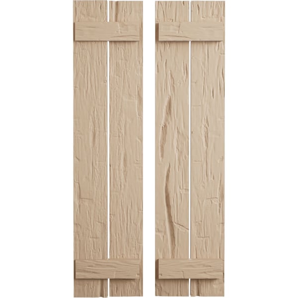 Ekena Millwork Rustic Two Board Spaced Board-n-Batten Hand Hewn Faux Wood Shutters, 11 1/2W x 54H, PR SHUBSS11X54HHPR - main