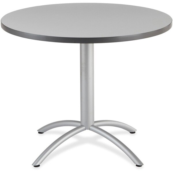 Iceberg CafeWorks Café Table, Gray Top, Silver Frame, 42 in Dia x 30 in H 65647 - main