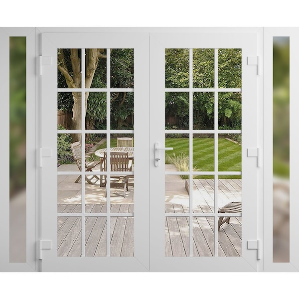 Vdomdoors Front Exterior Prehung Metal-Plastic Double Doors Clear Glass / MANUX 8151 White Silk / Office Comm MANUX8151DEXD-WS-W12+72+12xH80-LH-I - main