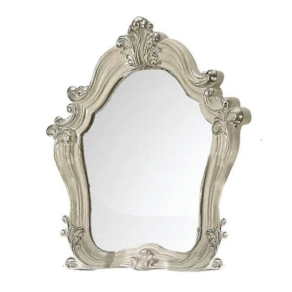 Homeroots 47" White And Silver Abstract Wood Framed Antiqued Glass Mounted Dresser Mirror 374191 - main