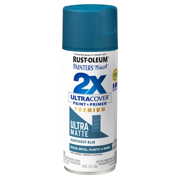 Rust-Oleum Spray Paint, Nantucket Blue, Matte, Solvent, 12 Oz 331188 - main