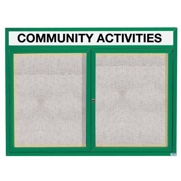 Aarco Illuminated Outdoor Enclosed Bulletin Board w/ Al Frame Header, Powder Coated Green, 36''Hx48''W ODCC3648RHIG - main