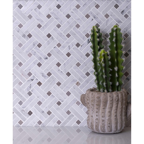 Apollo Tile 11x12 Bianco Carrara, Eastern Beige Marble Polished Floor and Wall Mosaic Tile 4.47 sqft/case, 5PK APLKB88B05A - main
