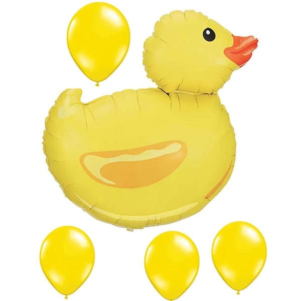 Loonballoon Animal Theme Balloons, 28 inch YELLOW DUCKY, Yellow Latex Set LOON-28821-01-A-P - main