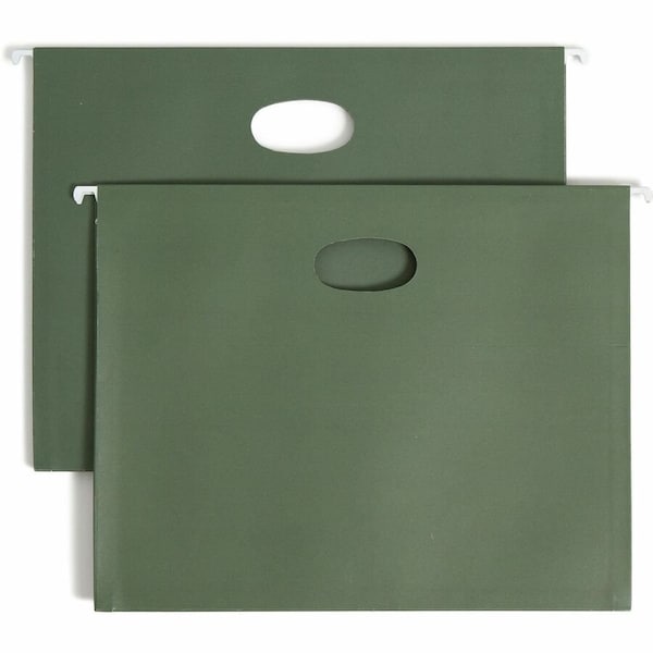 Smead 3-1/2" Hanging File Pockets with Sides, Letter, Standard Green, 10/Box 64220 - main