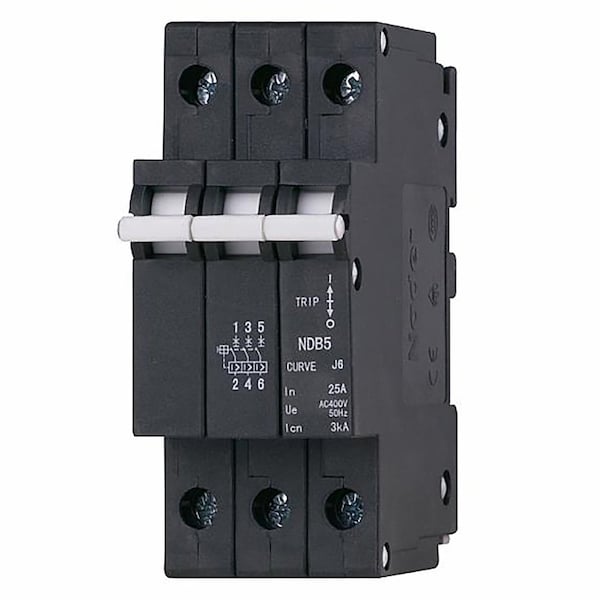 Automation Systems Interconnect 12 Amp, 3 Pole, 277/480Vac, Trip Curve: C, DIN Rail Mount-Hydraulic-Magnetic Circuit Breaker, UL1077 NDB5-J412-3P - main