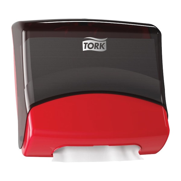 Tork Folded Wiper/Cloth Dispenser, 8.1 in L x 15-1/2 in H x 16.8 in W, Plastic, Red 6540281 - main