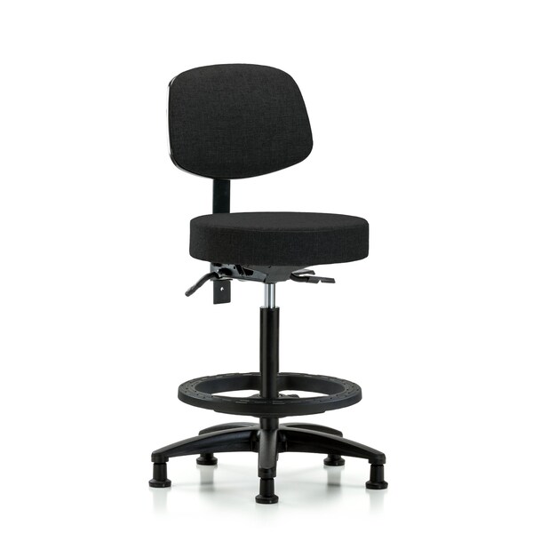 Blue Ridge Ergonomics Fab Stool with Back-High Bench Ht with Seat Tilt, Black Foot Ring, and Stationary Glides in Black Fab BR-FHBST-RG-T1-BF-RG-F42 - main