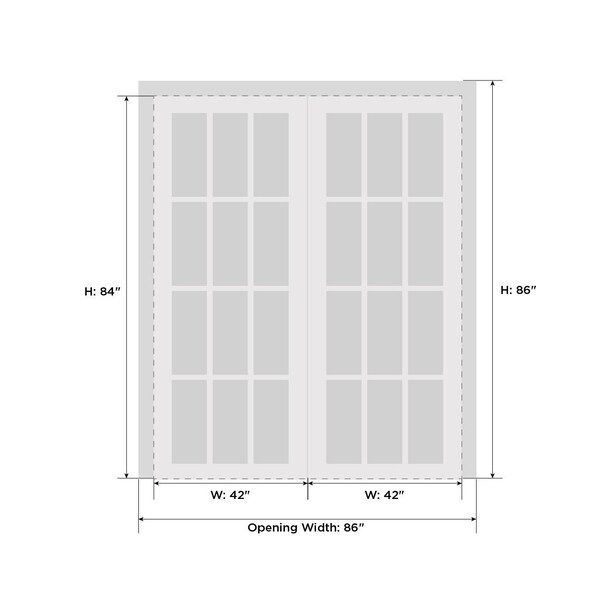 Sartodoors Double French Interior Door, 84" x 84", White QUADRO4112DD-WS-8484 - main