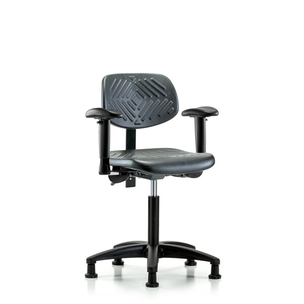 Blue Ridge Ergonomics Chair, Poly, Med Bench, Tilt Arms Glides, 6-Way Adjustable, 19-1/2" to 27-1/2" Height, Black; Blue BR-PMBCH-RG-T1-A1-NF-RG - main