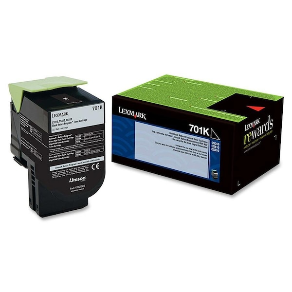 Lexmark 701K Black Toner Cartridge 1K YLD 70C10K0 - main