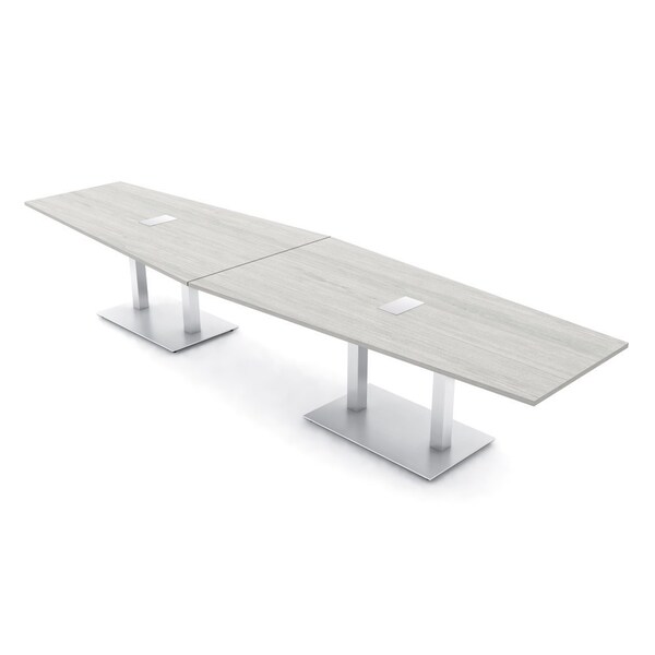 Skutchi Designs Hexagon Conference Table With Power Unit, 48 in W, 168 in L, Ivory HAR-HEX.IR-48X168-DOU-K458-ESIL - main