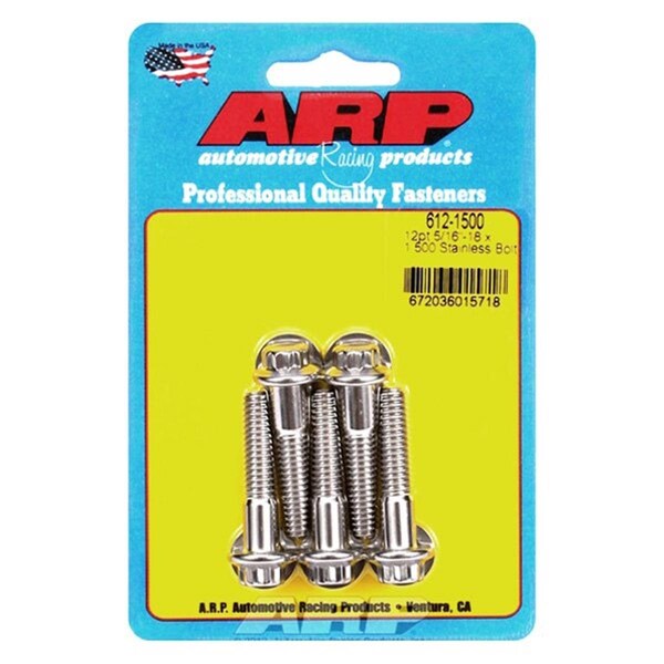 Arp 612-1500 0.31-18 x 1.5 in. Stainless Steel 12 Point Bolt Kit, 5PK ARP612-1500 - main