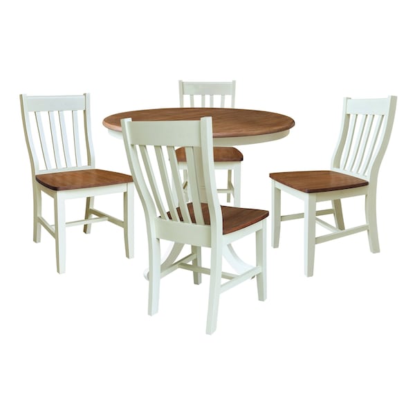 Whitewood Industries Rectangular Extension Dining Table W/ 4 Chairs, 36 in W, 29.3 in L, 48 in H, Parawood, 5 K79-36RXT-C61-4 - main