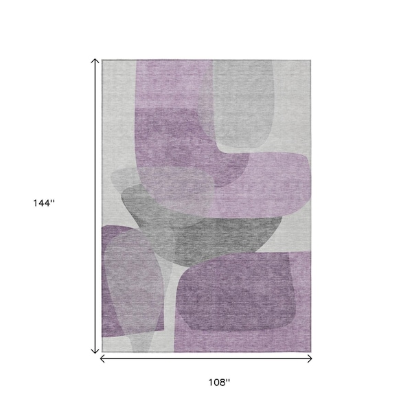 Homeroots 9' X 12' Purple And Gray Abstract Washable Indoor Outdoor Area Rug 632183 - main