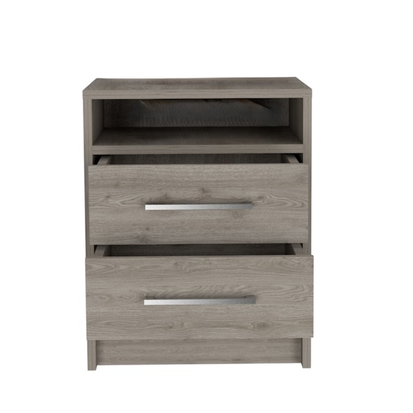 Homeroots 20" Light Gray Wood Two Drawer Nightstand 438332 - main