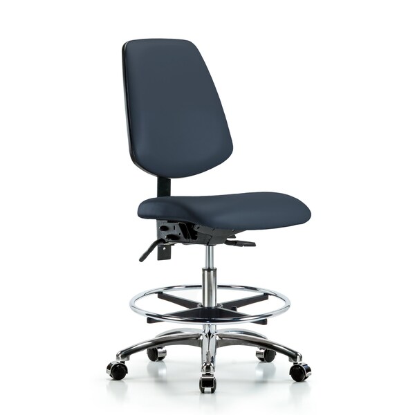 Blue Ridge Ergonomics Medium Bench Chair No Arms, 22" to 29" Height, Vinyl, Imperial Blue BR-VMBCH-MB-CR-T0-A0-CF-CC-8582 - main