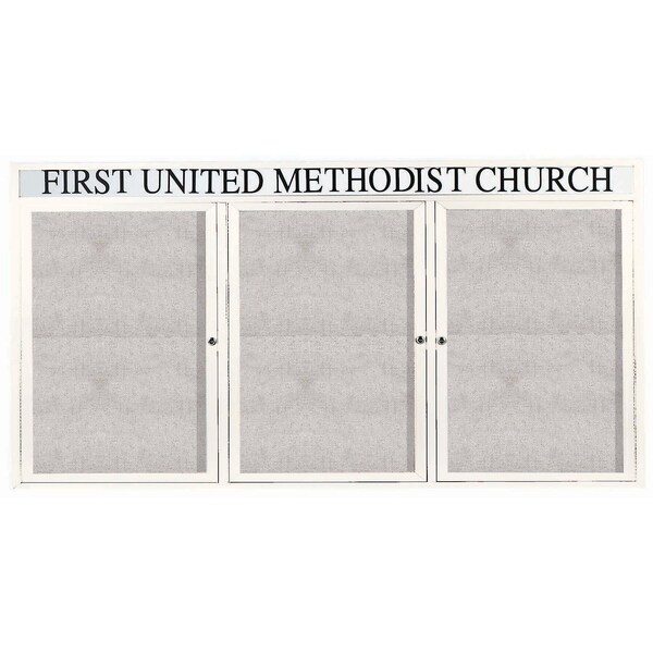 Aarco Outdoor Enclosed Bulletin Board w/ Al Frame Header, Powder Coated Ivory, 36''Hx72''W ODCC3672-3RHIV - main